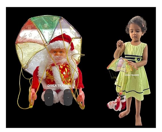 Musical Santa Toys with Tumbling Parachute/Battery Operated Santa with Umbrella and Jingle Bell Music