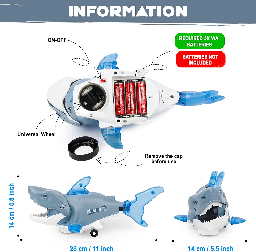 Zest 4 Toyz Musical Shark Toy with Light and Music Animal Simulation Model