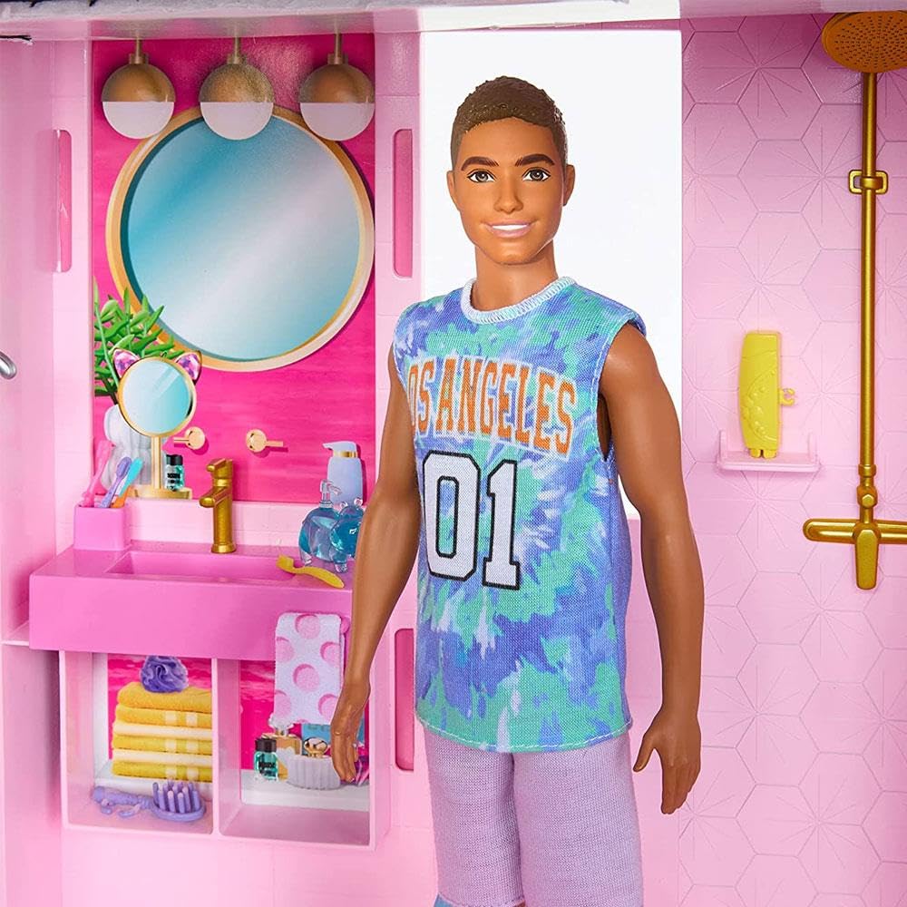 Barbie Dreamhouse, Pool Party Doll House with 75+ Pieces and 3-Story Slide, Pet Elevator and Puppy Play Areas