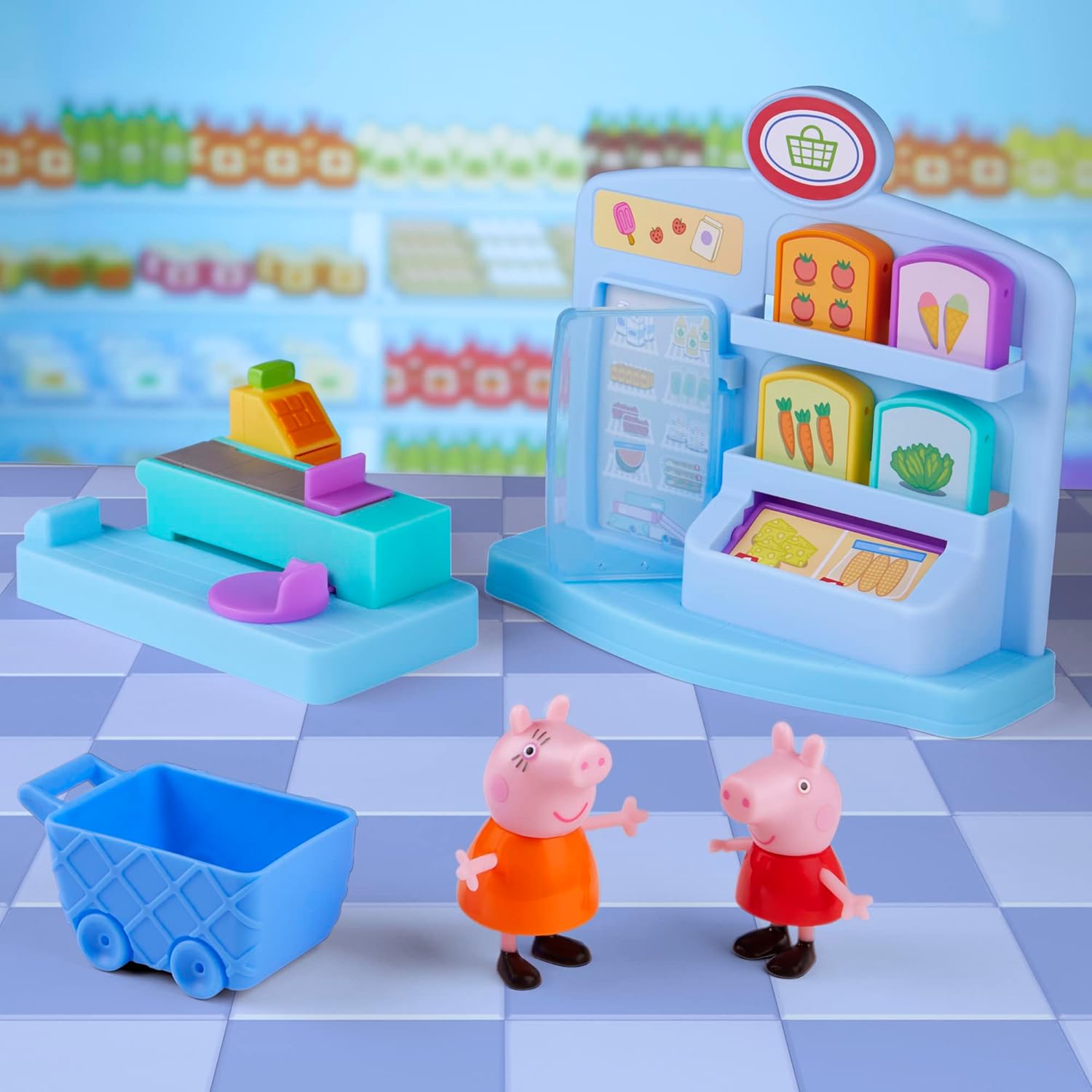 Peppa Pig Pig Peppa Adventures Supermarket Play Set Preschool Toy: 2 Figures, 8 Accessories