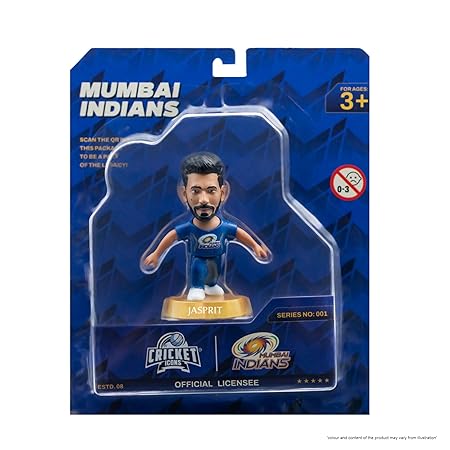 Cricket Icons Action Figure Jasprit Bumrah Mumbai Indians Collectible Miniature Figurine, IPL Edition with 360° Rotatable Head, MI Cricket Player for Fans & Kids, Gift & Collectors Pack of 1