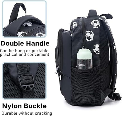 Smiggle Goal Kids Backpack for Boys & Girls with Laptop Compartment and Dual Drink Bottle Sleeves | Football Print