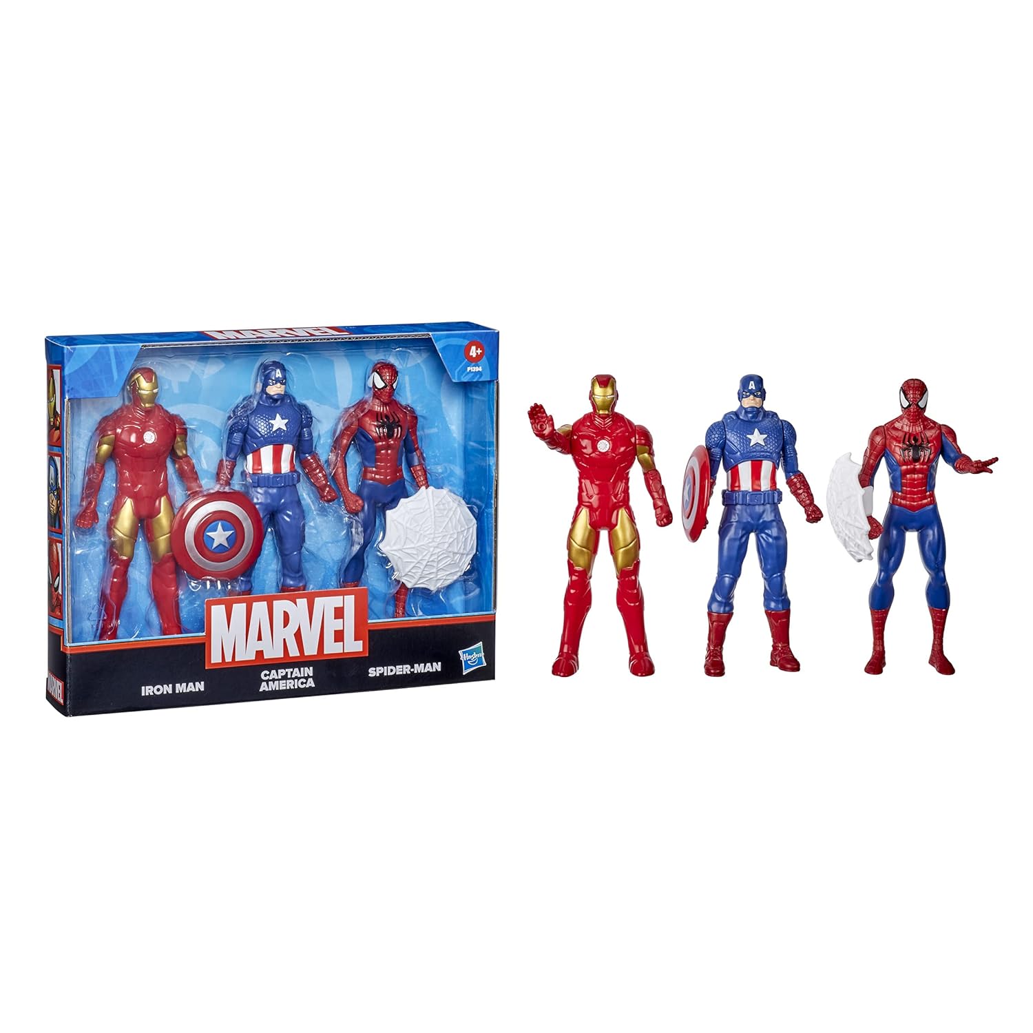 Marvel Action Figure Toy 3-Pack  6-inch Figures, Iron Man, Spider-Man, Captain America,