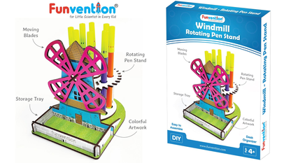 Funvention Windmill DIY Pen Stand Mechanical Model Desk Organizer