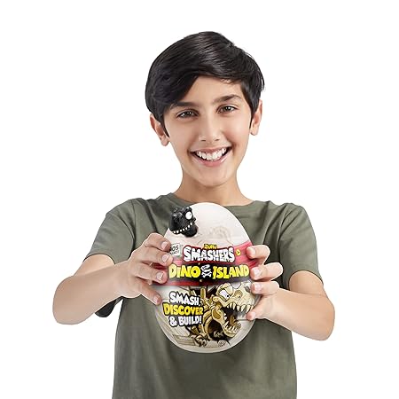Smashers Dino Island Nano Egg by ZURU with 6 Hidden Surprises, Mini and Dinosaur Toy, Prehistoric Discovery Slime More,Color May Vary