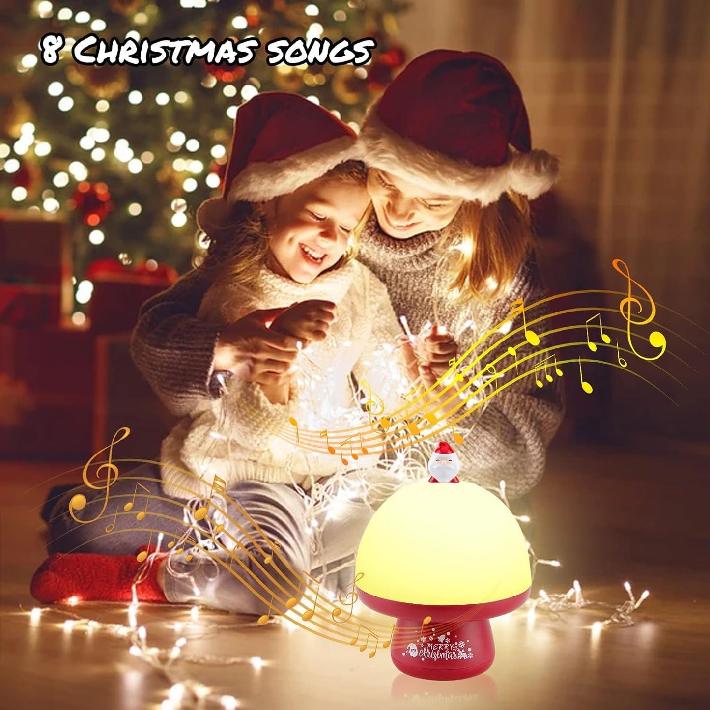 Elecart Sparkle Christmas Projection Lamp Children’s Night Light Dreamy Rotating Light Music Rechargeable USB, Soothing Music, Baby Bedside Lamp, Boy, Girl...