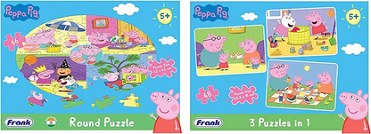 Frank Peppa Pig (66 Pieces) Round Jigsaw Puzzle
