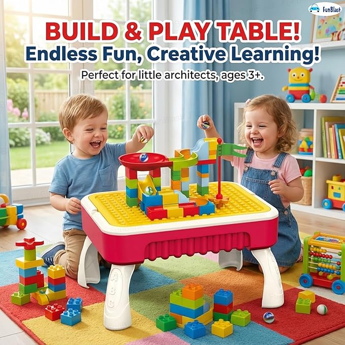 Building Block Toys, Creative Table 2-in-1 Building Block and Drawing Board for Kids