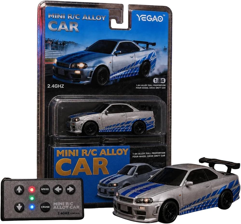 Yegao Nissan Skyline GT-R (R34) 1:64 Scale Mini Remote Control R/C Drift Car