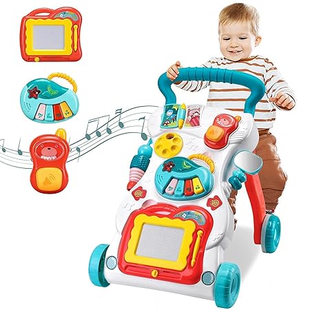 Rhyhorn Baby Walker Walk Along The Music Walker,Baby Walker with Activities, Music and Sound, Toys 2 in 1 Use as Push & Pull Toys Sit-a-Stand Learning Walker