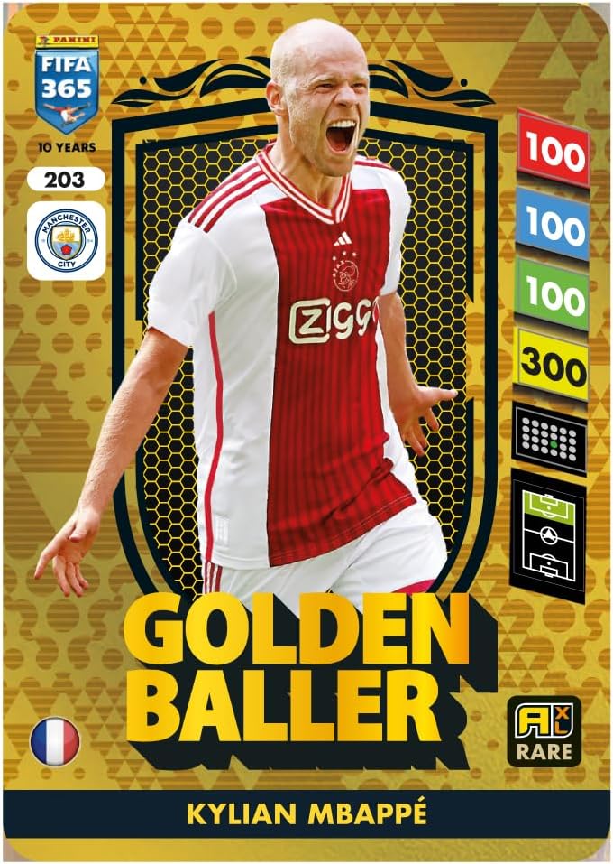 Cocoland toys Panini FIFA 365 2024-25 Kylian Mbappe Golden Baller Trading Card Front View