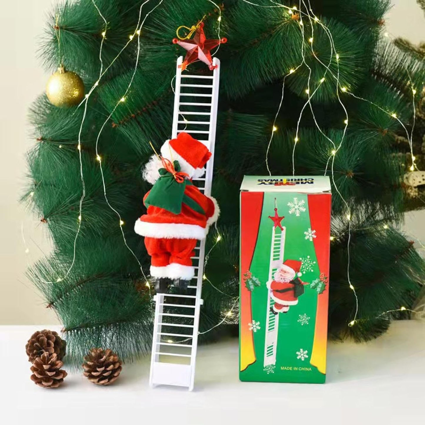 Electric Climbing Ladder Santa Claus for Xmas Ornament Christmas Decorations | 1 Electric Climbing Ladder Santa Claus