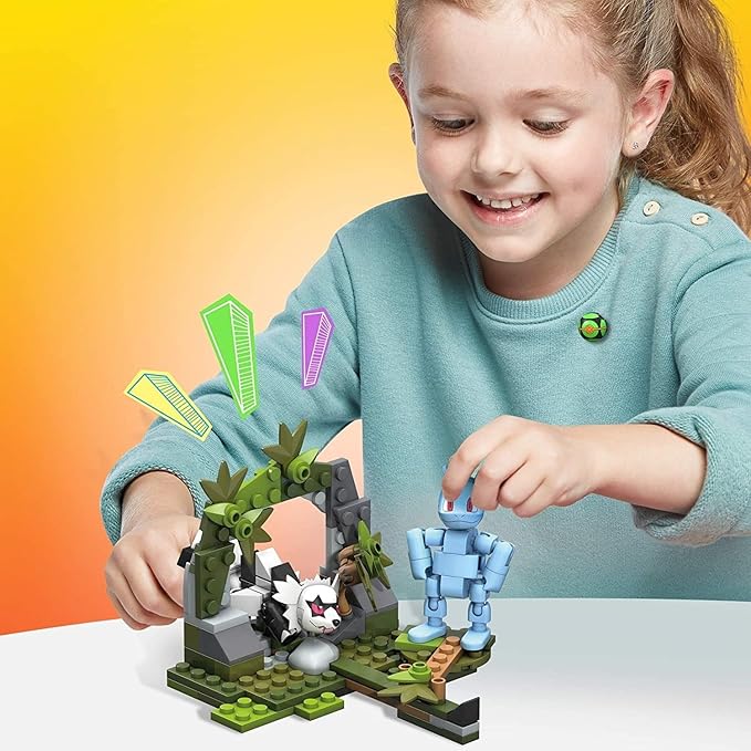 Mega Construx Pokemon Machop Vs. Galarian Zigzagoon Construction Set, Building Toys