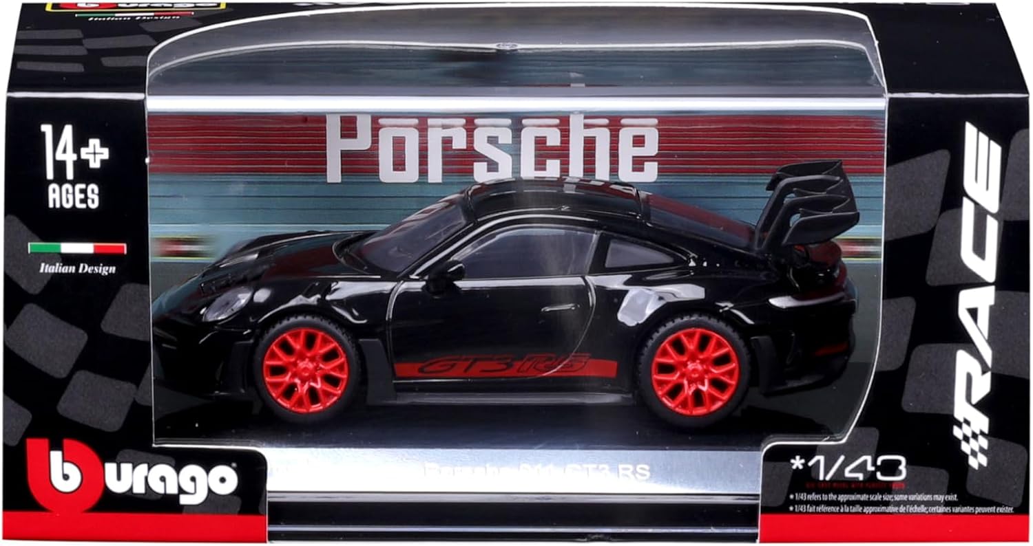 Porsche 911 GT3 RS Black Sports Car Front View Cocoland Toys