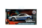 Jada Toys Fast and Furious 1:32 Scale 2002 Nissan Skyline GTR R34-Silver Diecast Car