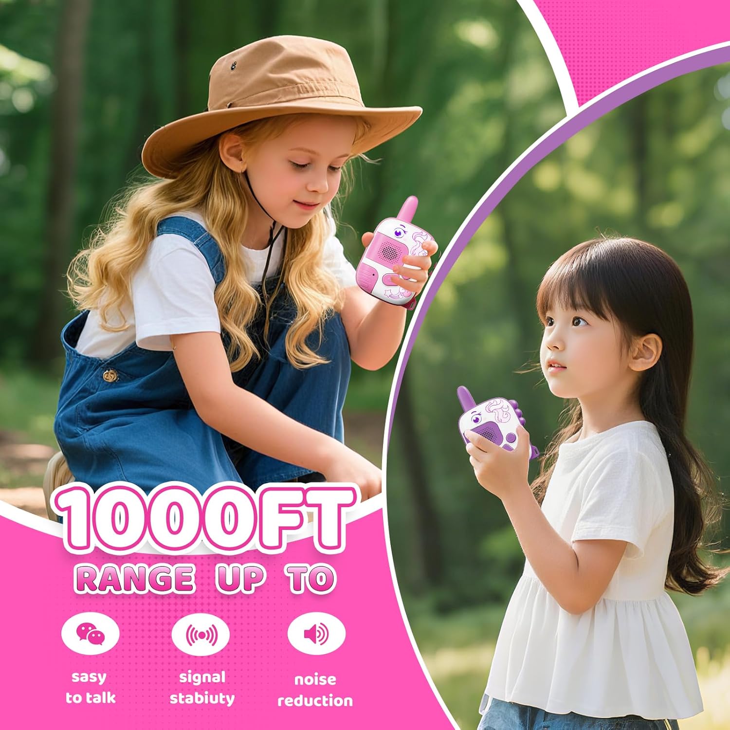 Walkie Talkies for Kids 2 Pack Outdoor Adventure Toys with Range,Unicorn Toys