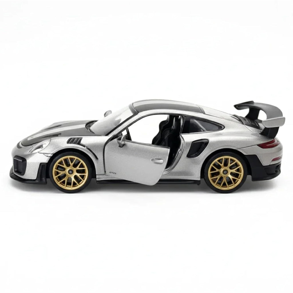MSZ Porsche 911 GT2 RS 1:32 Scale Diecast Metal Model Car with Lights & Sound, Openable Doors, Officially Licensed Collectible Toy Car