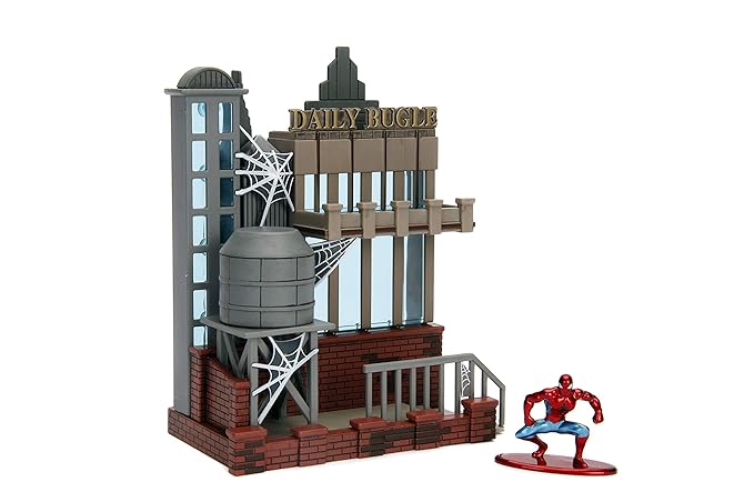 Marvel Spider Man City Scene-Daily Bugle Display with Figure, Multicolor