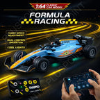 1:64 Diecast Metal F1 RC Mini Racing car with LED Lights | 2.4GHz Remote Control Car | 3 Speed Adjustable, USB Rechargeable Alloy RC Car for Kids & Adults Indoor/Outdoor Racing