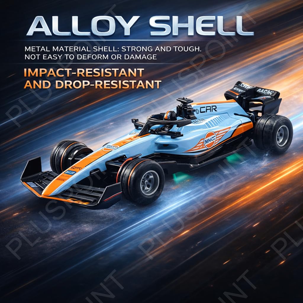 1:64 Diecast Metal F1 RC Mini Racing car with LED Lights | 2.4GHz Remote Control Car | 3 Speed Adjustable, USB Rechargeable Alloy RC Car for Kids & Adults Indoor/Outdoor Racing
