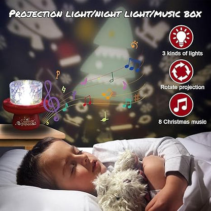 Elecart Sparkle Christmas Projection Lamp Children’s Night Light Dreamy Rotating Light Music Rechargeable USB, Soothing Music, Baby Bedside Lamp, Boy, Girl...