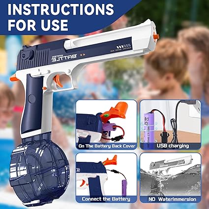 Electric Water Gun Toy Black Technology Repeater Automatic Water Spray high Pressure Water Play Gun Toy | Holi Gun