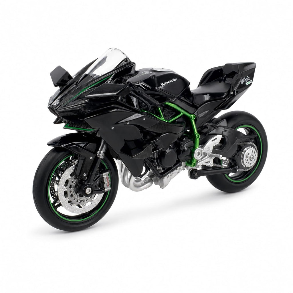 MSZ Kawasaki Ninja H2R 1:18 Scale Officially Licensed Die Cast Bike — Hyperbike Model with Steerable Wheel Rear Suspension & Kickstand