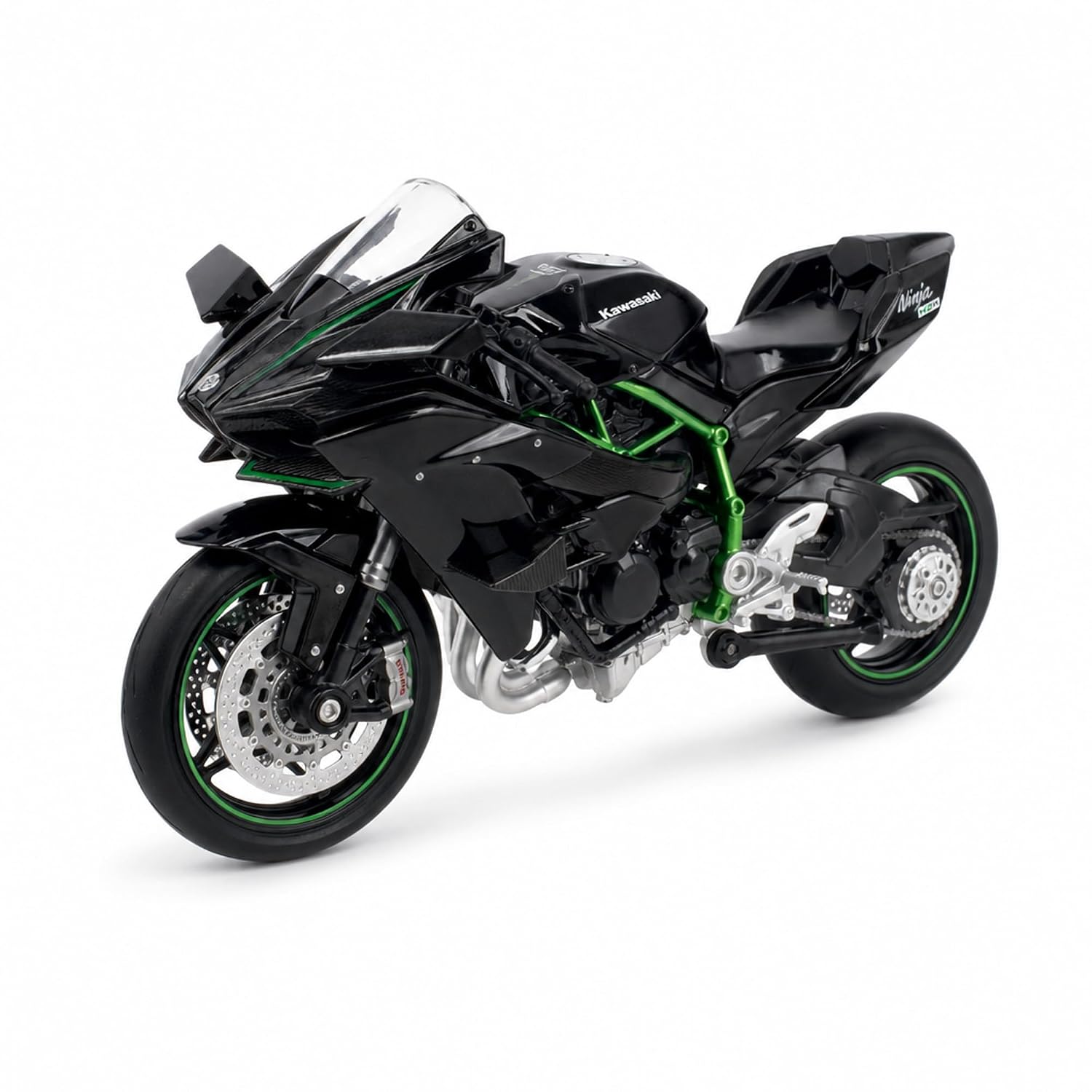 MSZ Kawasaki Ninja H2R 1:18 Scale Officially Licensed Die Cast Bike — Hyperbike Model with Steerable Wheel Rear Suspension & Kickstand
