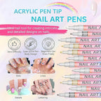 Nail Art Markers 0.7mm Nail Art Pens Set 12 Colors for DIY Painting Nails, Drawing