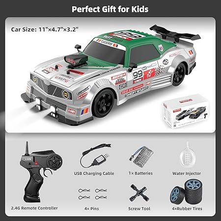 1:16 RC Drift Car 4WD | High-Speed Remote Control Racing Car with Spray & LED Lights