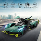 RASTAR RC Car 1/14 Scale Aston Martin Valkyrie AMR Pro Remote Control Car, Sparkling Green, Dual Speed, Working Lights, Manual Doors, Gull Wing Doors, Boys and Adults