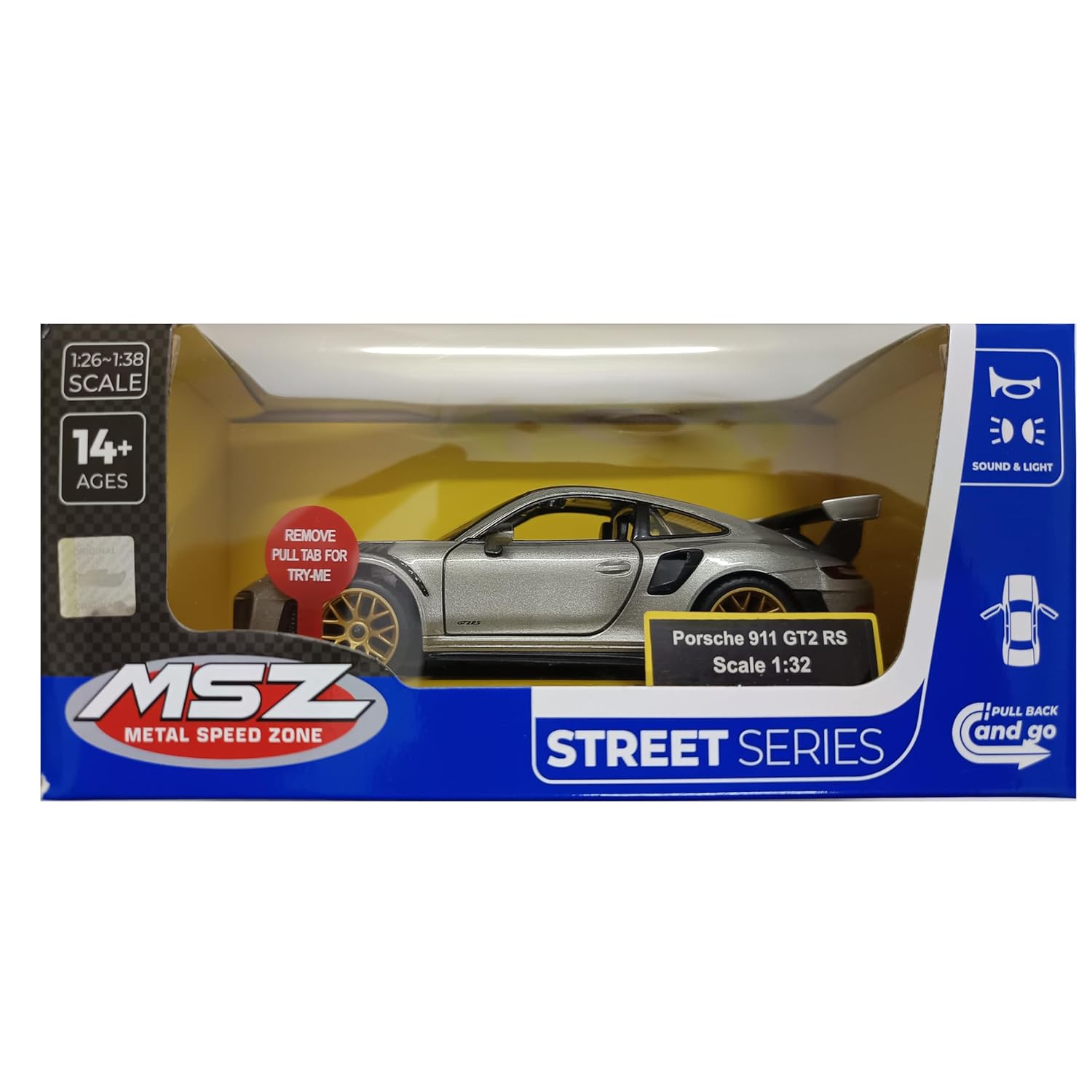 Cocoland Toys MSZ Porsche 911 GT2 RS 1:32 scale diecast model with official MSZ retail packaging