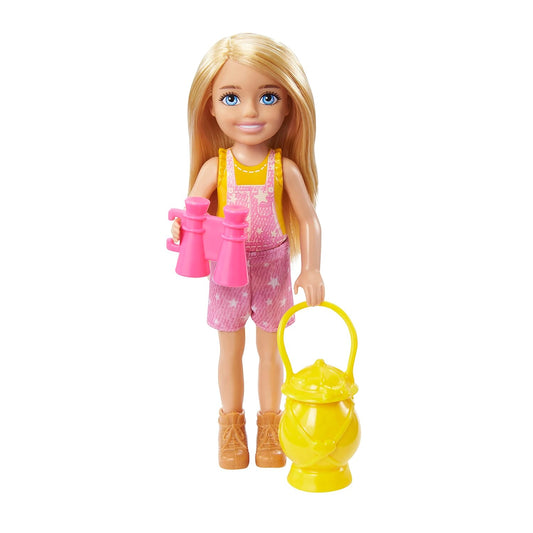 It Takes Two Camping Playset with Chelsea™ Doll (6 in, Blonde), Pet Owl, Sleeping Bag, Binoculars & Camping Accessories
