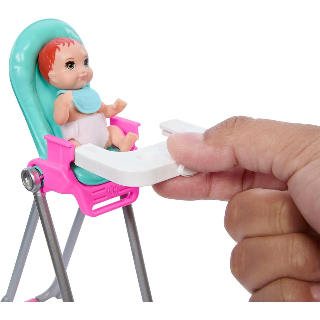 Barbie Skipper Doll & Playset with Accessories, Babysitting Set Themed to Mealtime, Color-Change Toy Play