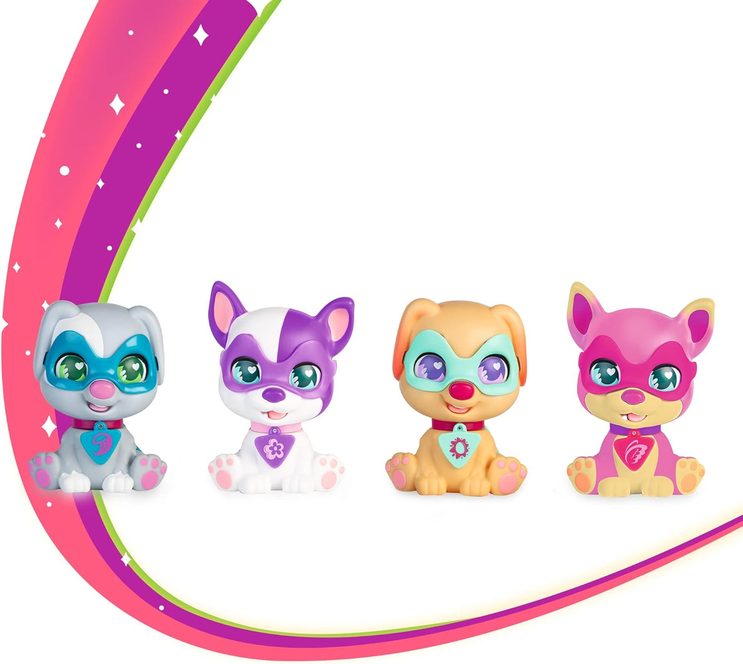 SUPER CUTE LITTLE BABIES - Super Puppies, SuperCute, Super Hero Pets, Interactive Small Dogs, with Sounds, Dining Dish and Comb, Coat and Anti-Face, Famous