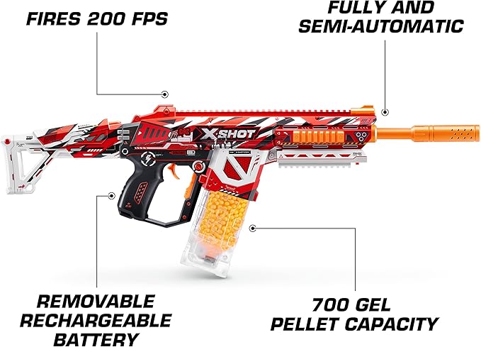 XSHOT Hyper Gel HPG-700 Blaster, Semi and Fully Automatic Gel Blaster & 20,000 Hyper Gel Pellets, 700 Capacity Mag, Eyewear, Up by ZURU