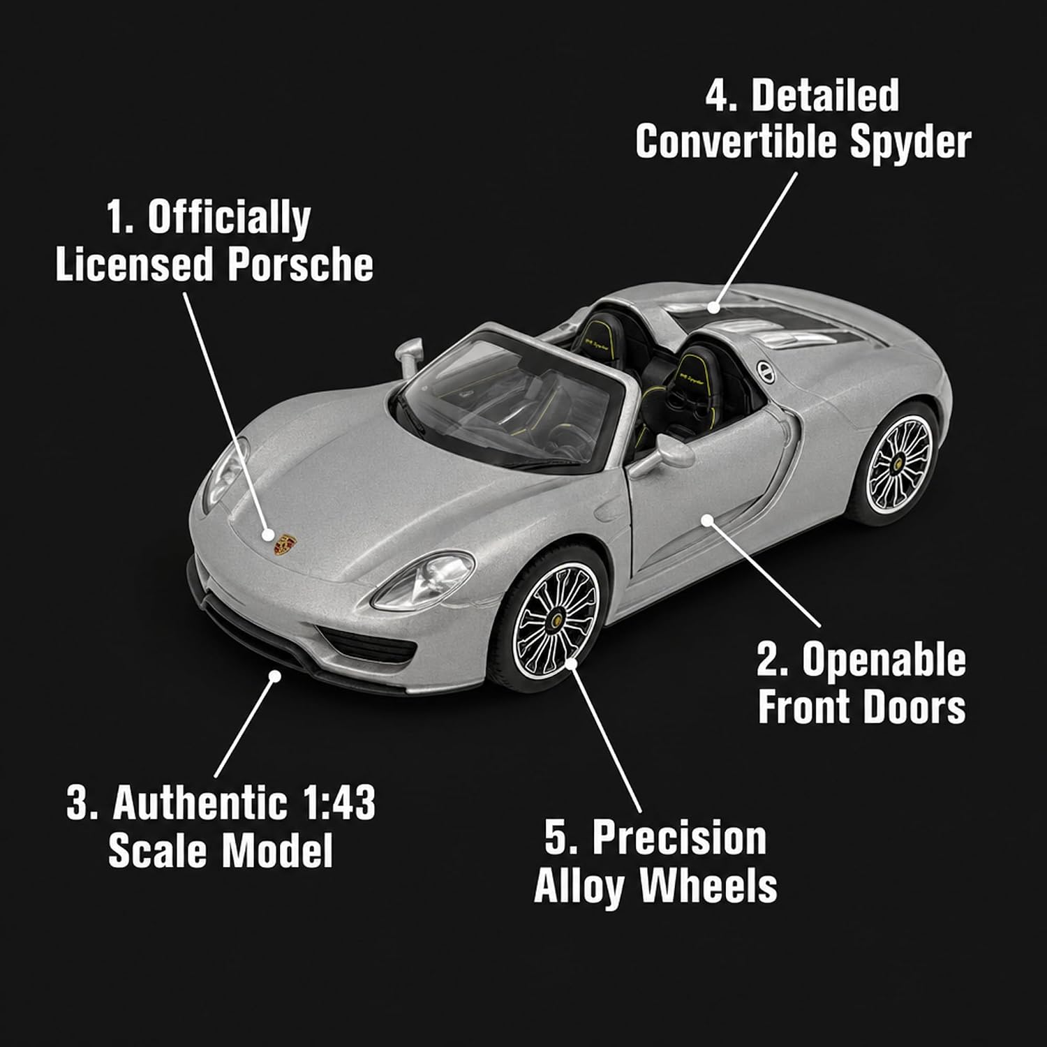MSZ Porsche 918 Spyder 1:43 Scale Officially Licensed Die Cast