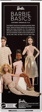 Barbie Basics Model Collector Fashion Doll 08 with Brunette Hair in Tan Dress & Strappy Heels