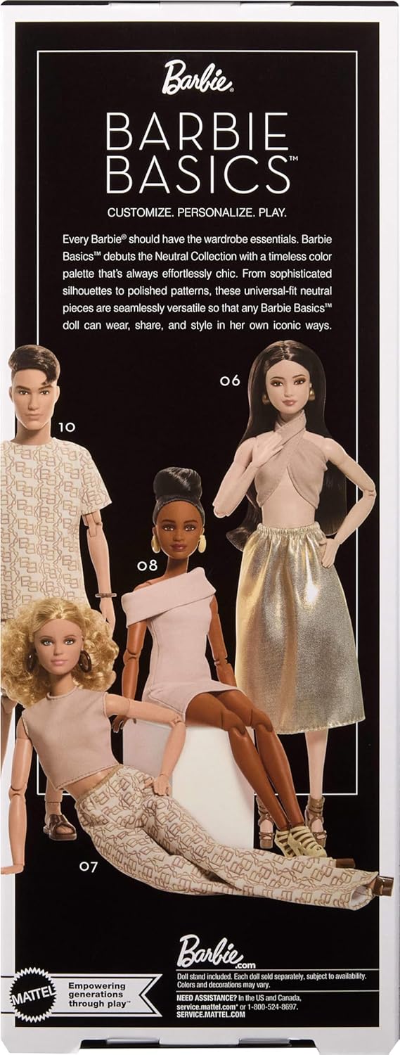 Barbie Basics Model Collector Fashion Doll 08 with Brunette Hair in Tan Dress & Strappy Heels