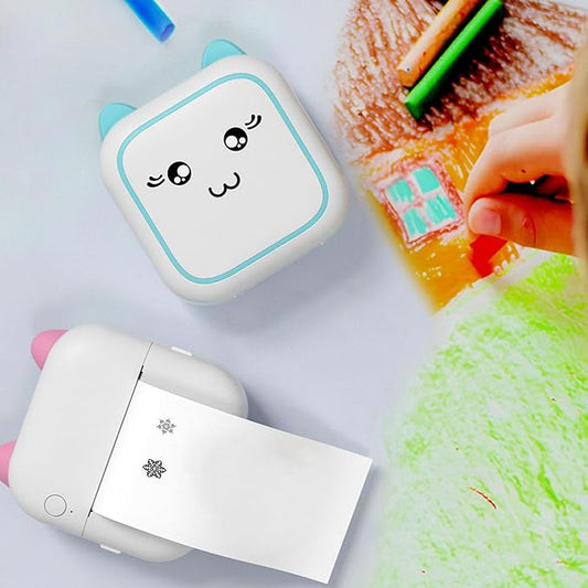 KIMISS Mini Pocket Printer Portable Thermal Printer with Printing Paper for Photos, Journals and Learning Materials | High-Efficiency Study Aid | Portable Office