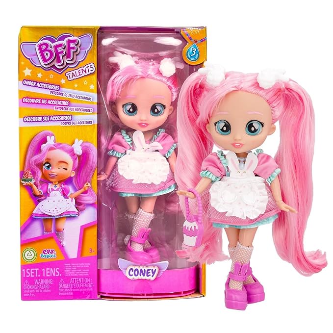 BFF Coney Doll Series 3 with Long Hair Fabric Clothing and 9 Accessories Toy