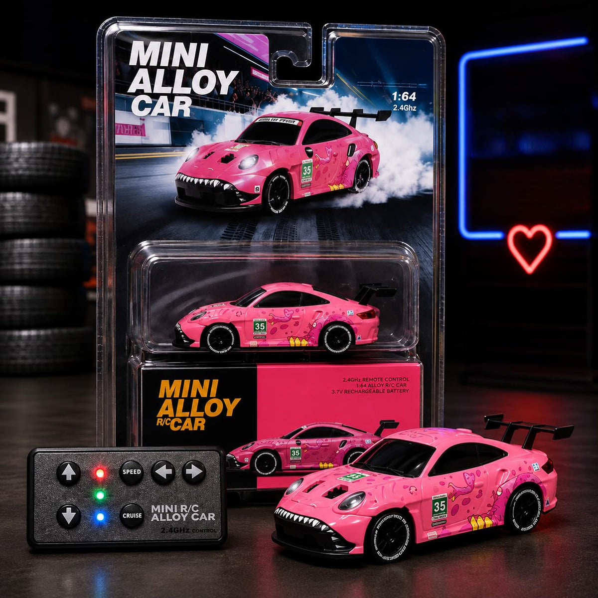 Yegao Roxy Porsche Pink 1:64 Scale Mini Remote Control R/C Drift Car