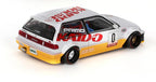 1:64 Diecast Model Car Compatible with Kaido House x Mini GT Honda Civic (EF) Kanjo V1 White/Yellow Limited Edition KHMG139