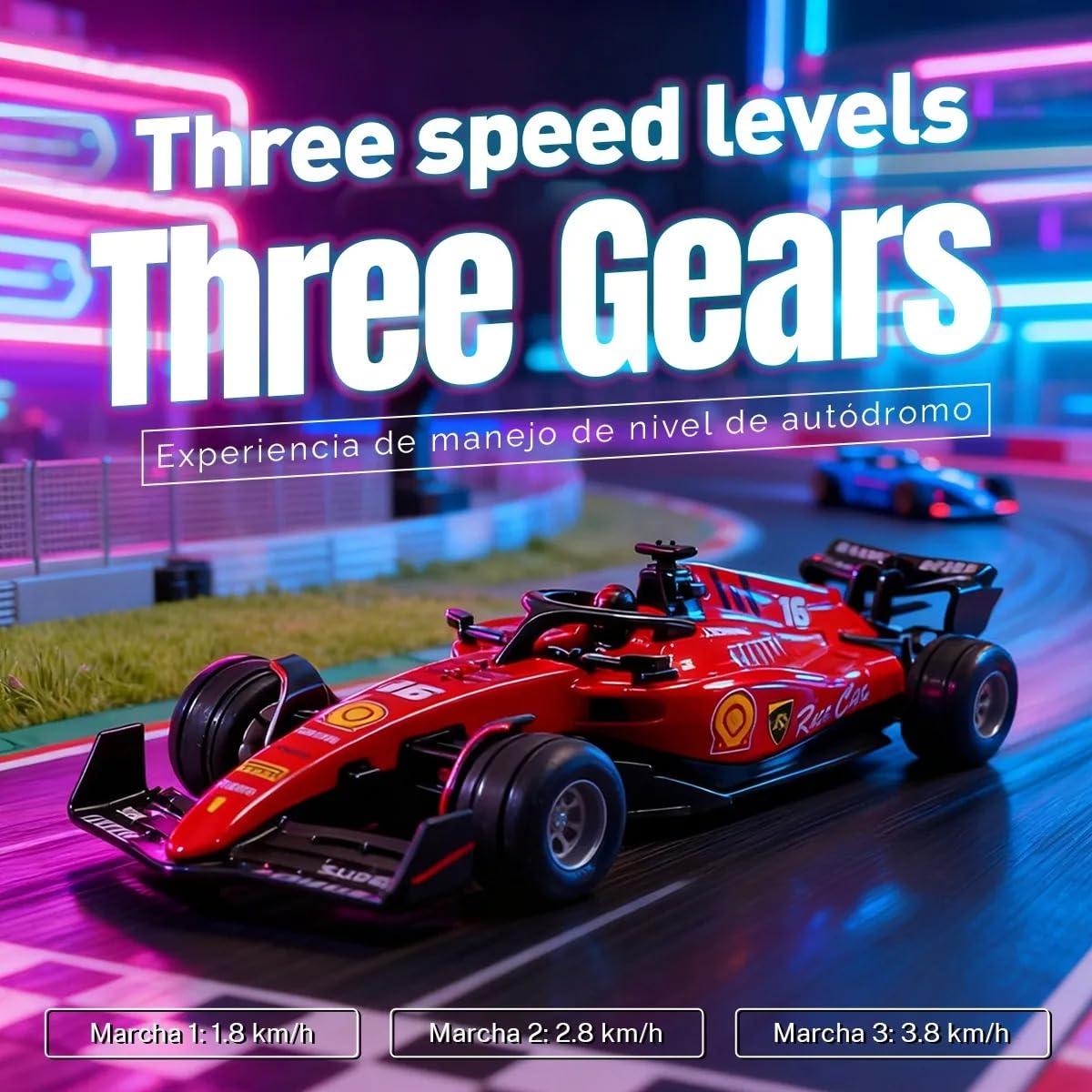 1:64 Die cast Metal F1 Mini RC Racing car with LED Lights | 2.4GHz Remote Control Car | 3 Speed Adjustable, USB Rechargeable RC Alloy Car for Kids & Adults Indoor/Outdoor Racing Red