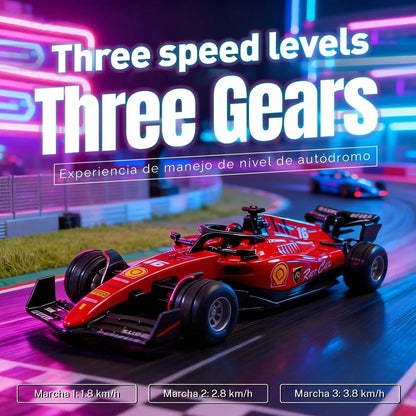 1:64 Die cast Metal F1 Mini RC Racing car with LED Lights | 2.4GHz Remote Control Car | 3 Speed Adjustable, USB Rechargeable RC Alloy Car for Kids & Adults Indoor/Outdoor Racing Red