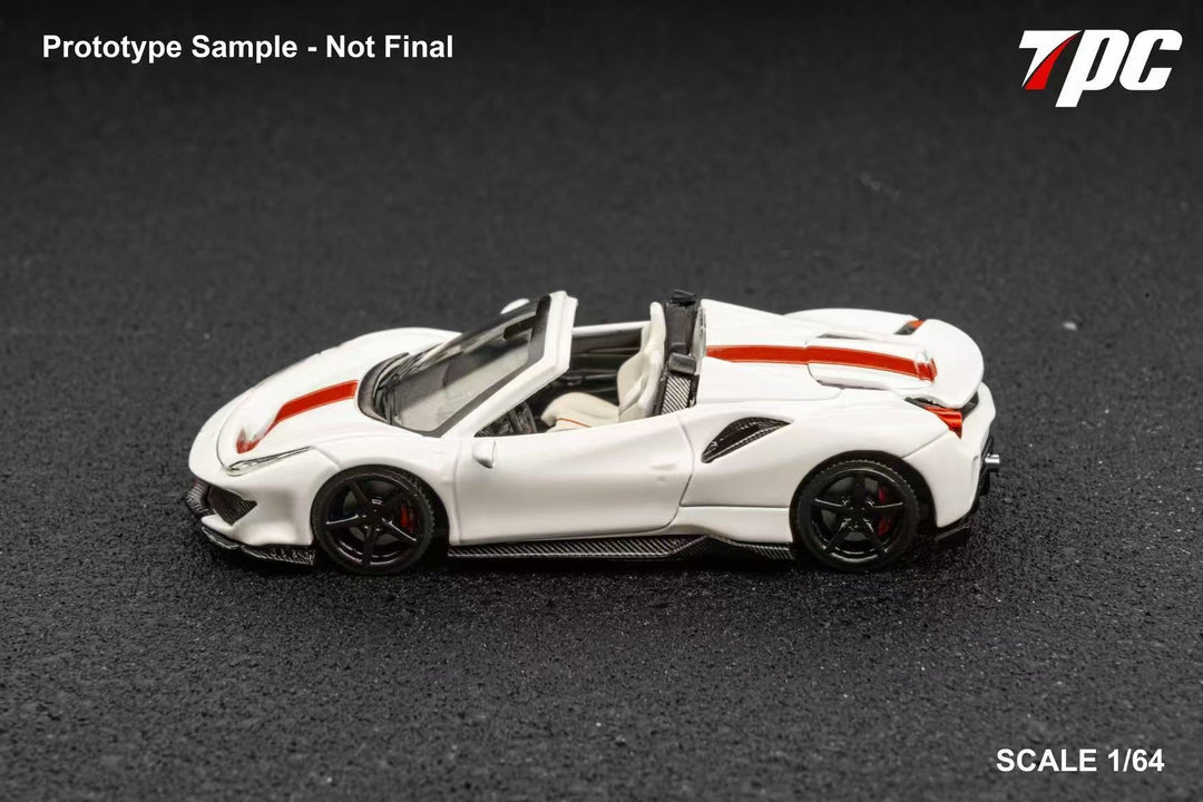 TPC FERRARI 488 PISTA SPIDER NOVITEC PEARL WHITE 1/64 DIECAST CAR MODEL