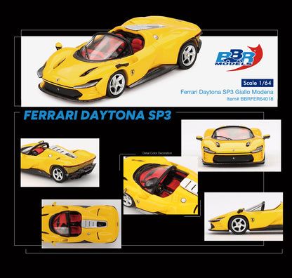 BBR MODELS FERRARI DAYTONA SP3 ROSSO GIALLO 1:64 SCALE MODEL