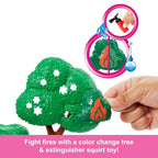 Barbie Careers Firefighter Doll & Playset with Fire Station & Tree, 2 Pets, Color-Change & 10+ Accessories Including Fire Extinguisher Squirt Toy