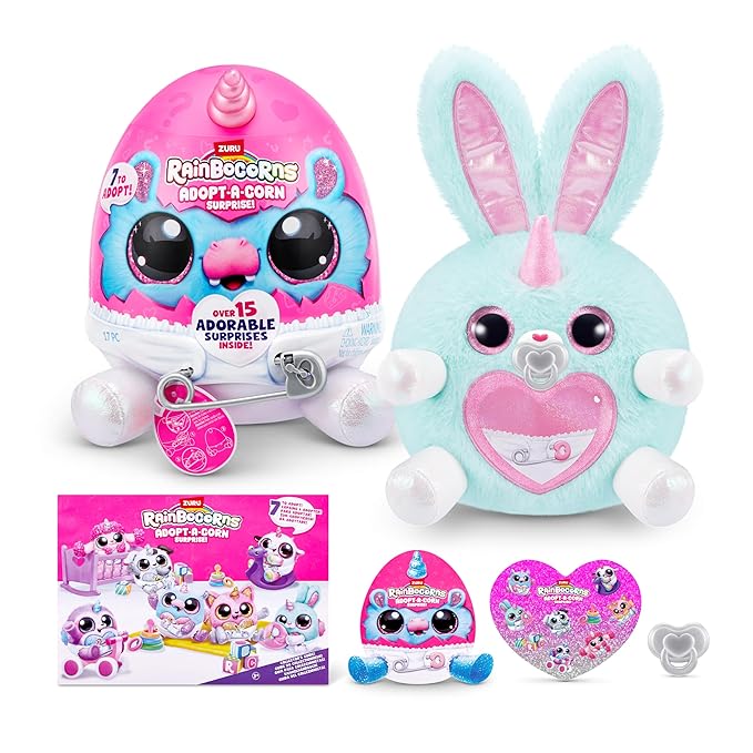 Rainbocorns Adopt-A-Corn Surprise (Kitten) by ZURU, 15+ Surprises, Collectible Plush, Baby, Surprise Eggs for Girls & Children Ages 3+