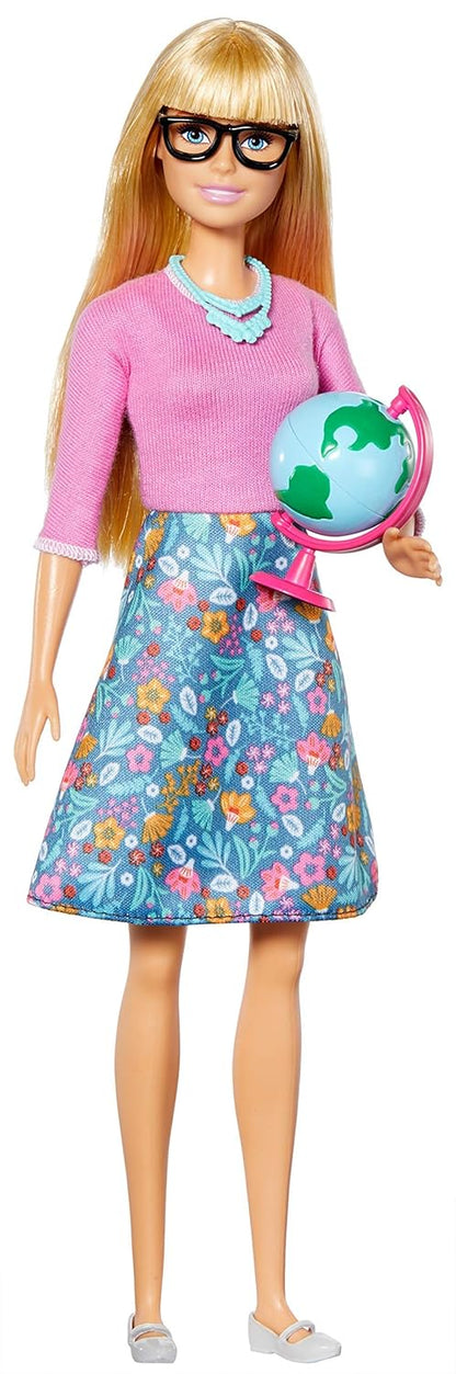 Barbie® Teacher Doll, Blonde, with 10 Teaching Accessories, Including Spinning Globe and a Laptop That Opens and Closes